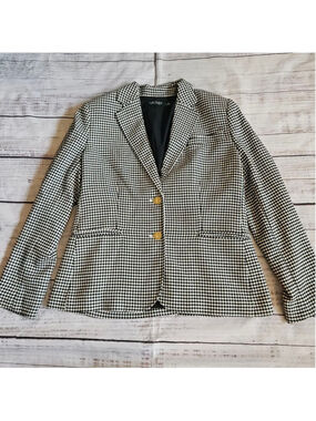 Lauren Ralph Lauren Houndstooth Black White Academia Officecore Classy Blazer 12